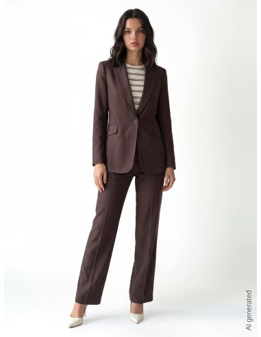 Pantalon palazzo en viscose mélangée chinée avec poches et bouton assorti Rinascimento