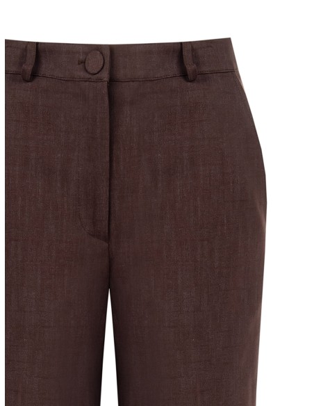 Pantalon palazzo en viscose mélangée chinée avec poches et bouton assorti Rinascimento