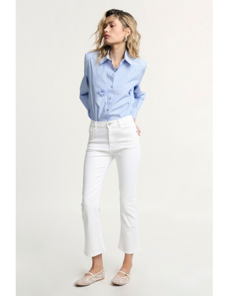 PLEASE flared jeans met vijf zakken en hoge taille