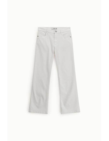 Jean flare cinq poches taille haute Pleas.