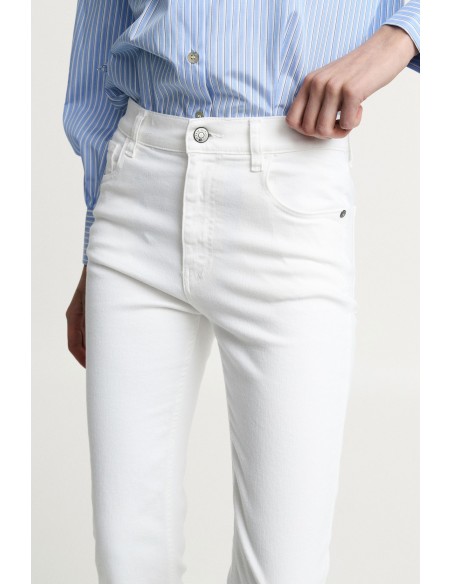 Jean flare cinq poches taille haute Pleas.