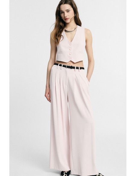 Pantalon palazzo taille haute à pinces Please