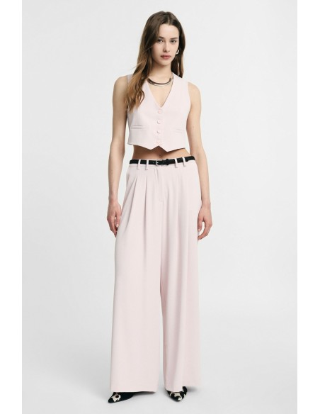 Pantalon palazzo taille haute à pinces Please