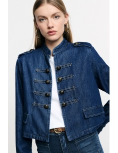Veste courte en denim avec boutons décoratifs Please