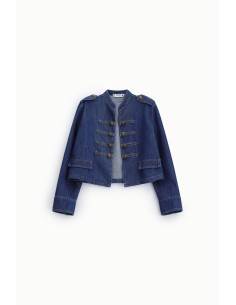Veste courte en denim avec boutons décoratifs Please 2