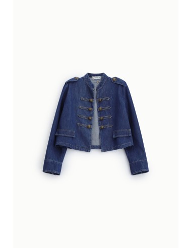 Veste courte en denim avec boutons décoratifs Please