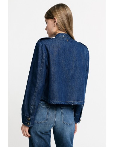Veste courte en denim avec boutons décoratifs Please
