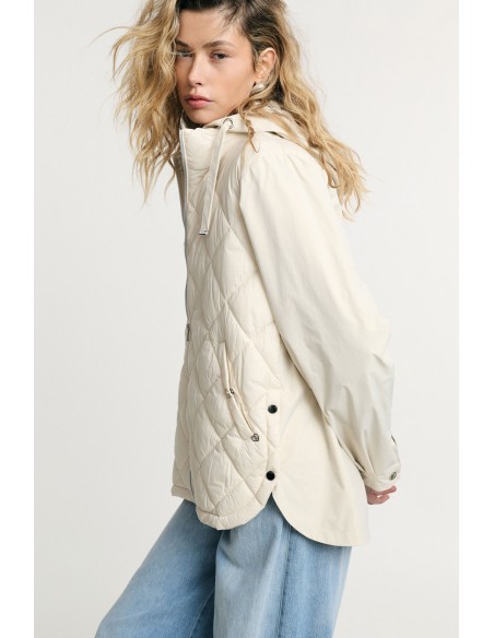 Veste matelassée courte à capuche et fermeture éclair Please