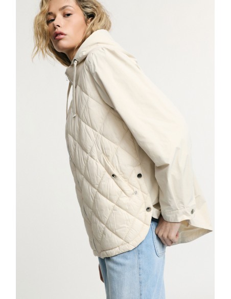 Veste matelassée courte à capuche et fermeture éclair Please