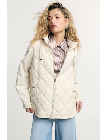 Veste matelassée courte à capuche et fermeture éclair Please