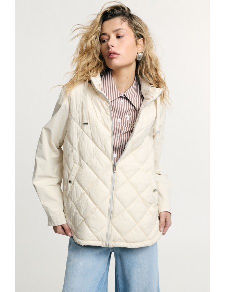 Veste matelassée courte à capuche et fermeture éclair Please