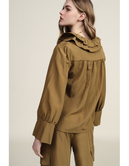 Blouse à encolure volantée et manches longues Dixie