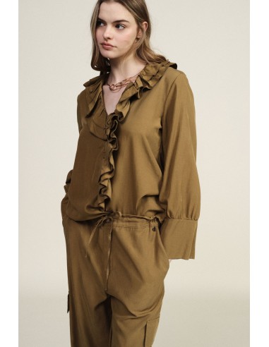 Blouse à encolure volantée et manches longues Dixie