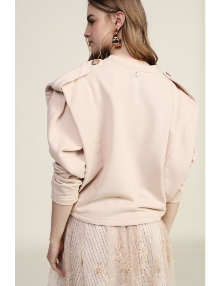 Korte sweater met ronde hals en gestructureerde schouders Dixie