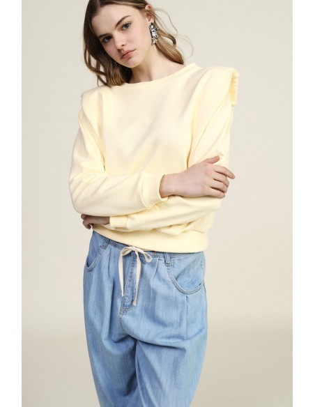 Sweat-shirt à col rond, épaules structurées, ourlet élastiqué Dixie