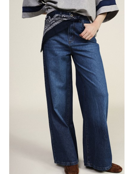 Jean large à la taille avec ceinture Dixie