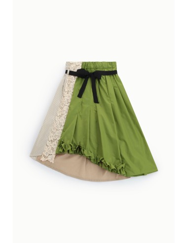 Midi-patchworkrok met ruches en riem van Dixie