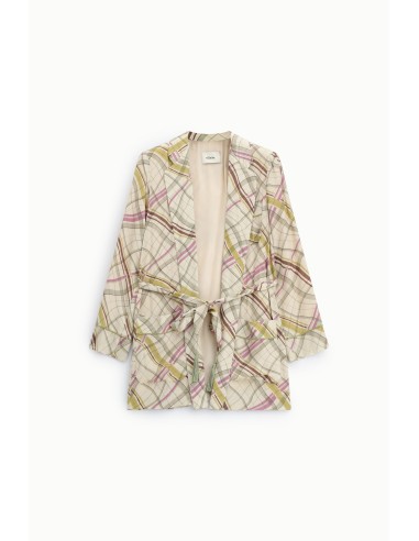 Blazer fantaisie à carreaux avec ceinture à nouer Dixie