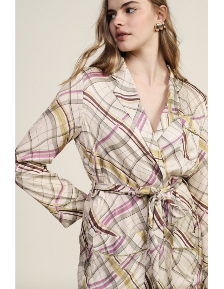 Blazer fantaisie à carreaux avec ceinture à nouer Dixie
