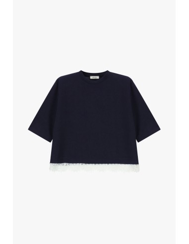 T-shirt à manches courtes avec bordure en dentelle Dixie