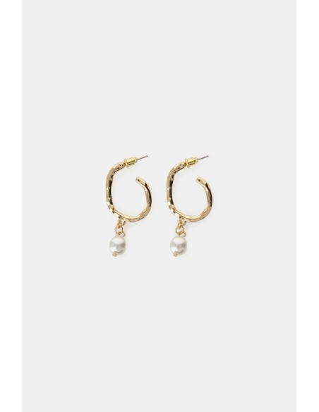 Dixie hamerslag-hoepeloorbellen met parelhanger