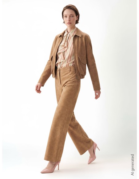 Gestreepte blouse van ultralichte lyocell met maxi-volant Rinascimento
