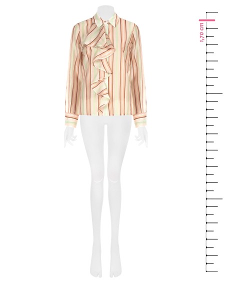Gestreepte blouse van ultralichte lyocell met maxi-volant Rinascimento