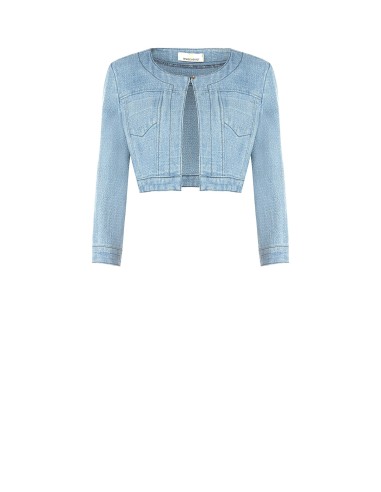 Veste boléro en denim avec fil lurex à effet pailleté Rinascimento