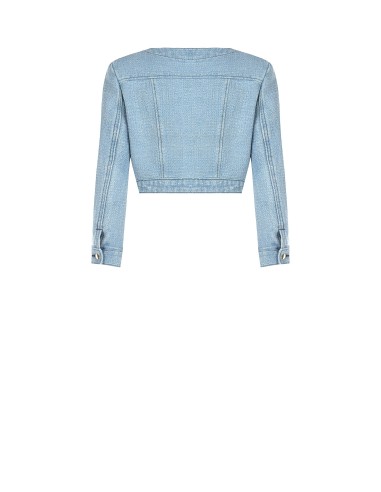 Veste boléro en denim avec fil lurex à effet pailleté Rinascimento
