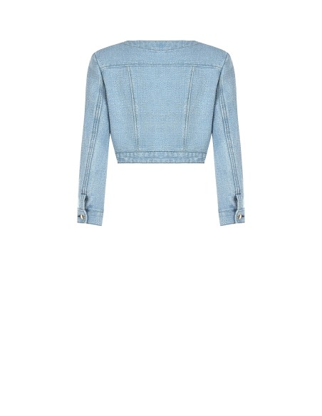 Veste boléro en denim avec fil lurex à effet pailleté Rinascimento