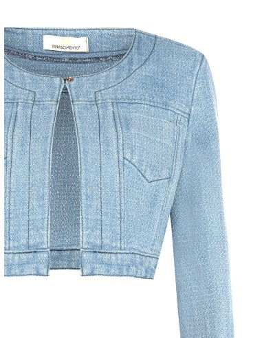 Veste boléro en denim avec fil lurex à effet pailleté Rinascimento