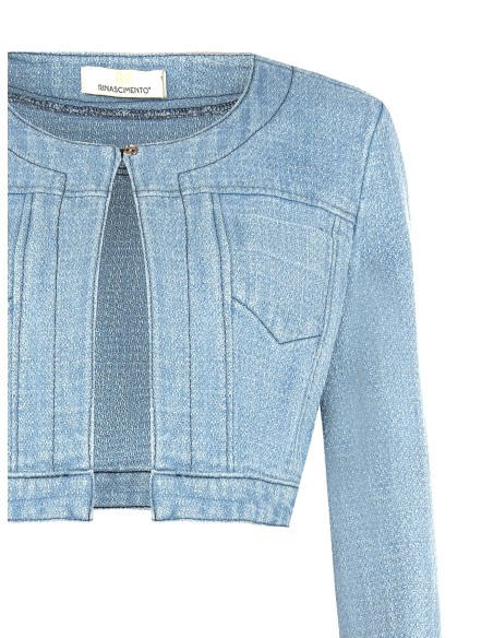 Veste boléro en denim avec fil lurex à effet pailleté Rinascimento
