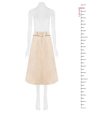 Jupe longue évasée en simili daim avec ceinture rigide assortie Rinascimento