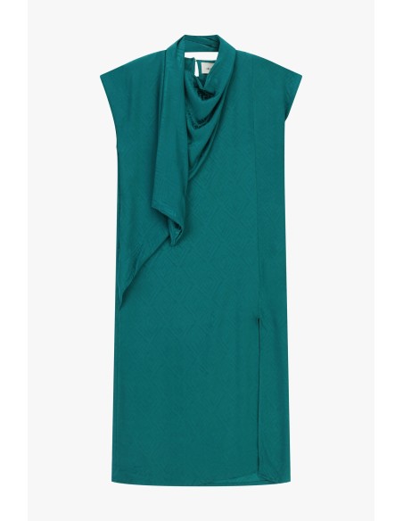 Robe midi à col drapé et motif géométrique Dixie