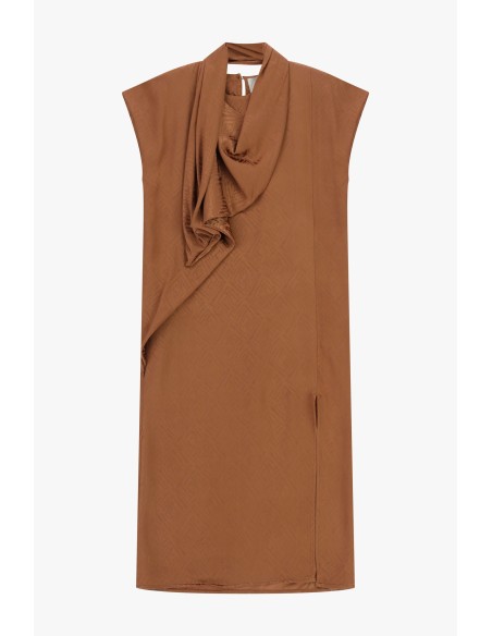 Midi-jurk met gedrapeerde hals en geometrisch patroon Dixie