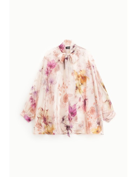 Dixie-blouse met bloemenmotief en strik