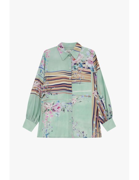 Dixie blouse met bloemenpatroon, wijde mouwen en knopen