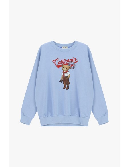 Sweatshirt Crew Neck Print California Dixie Bear