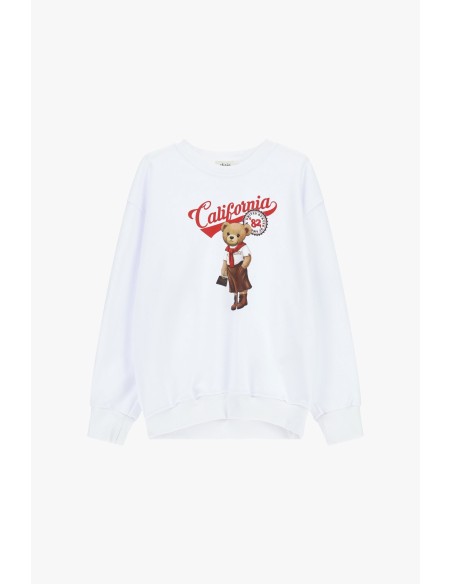 Sweatshirt Crew Neck Print California Dixie Bear