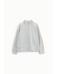Sweater zonder capuchon met rits, hoge kraag en kanten details Dixie 2