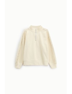 Sweat-shirt sans capuche à fermeture éclair, col montant et détails en dentelle Dixie
