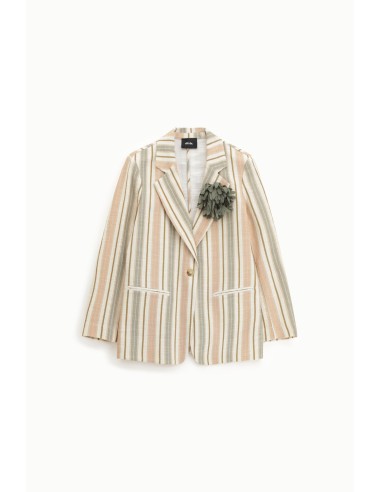 Gestreepte blazer met zakken en aangebrachte bloem Dixie