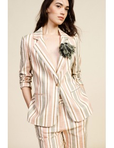 Gestreepte blazer met zakken en aangebrachte bloem Dixie