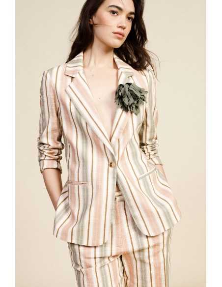 Gestreepte blazer met zakken en aangebrachte bloem Dixie