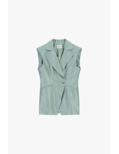 Veste sans manches à revers et fermeture à bouton Dixie