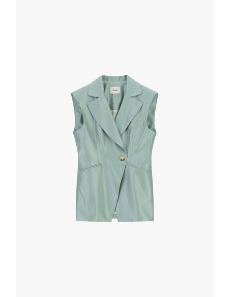 Veste sans manches à revers et fermeture à bouton Dixie