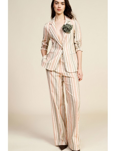 Pantalon de palace rayé taille haute Dixie