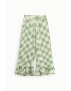 Dixie Palazzo-broek met ruitjes en volant aan de onderkant 2