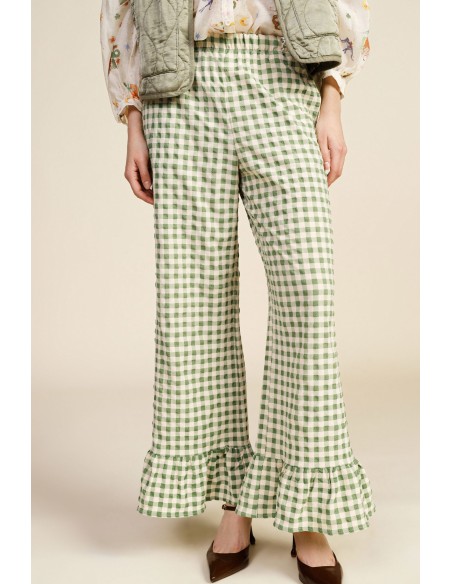 Pantalon à carreaux avec fond à volants Dixie