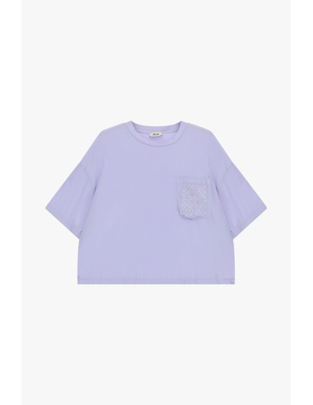 T-shirt met geborduurd borstzakje en boxy fit van Dixie